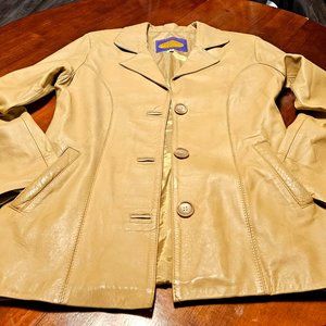 Genuine Mexican Leather Women's Blazer / Casual Coat Long Sleeves-Dark yellow